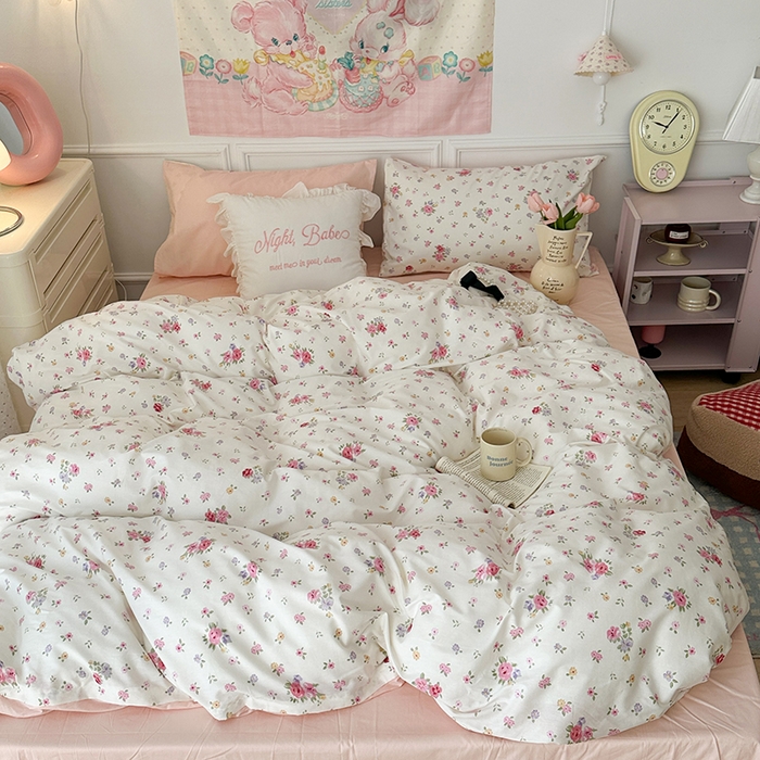 91家纺网 家纺一手货源 找家纺 昔可家纺 2024新款全棉春日复古印花四件套 尤梨