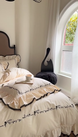 91家纺网 家纺一手货源 找家纺 （总）亲亲公主 2025新款全棉法式绣花四件套-玫瑰爱情