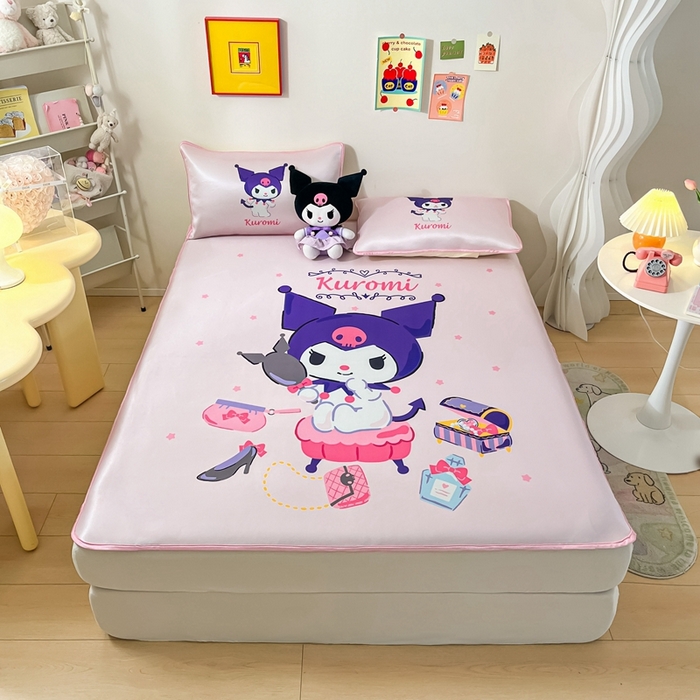 91家纺网 家纺一手货源 找家纺 博雅 2024新款三丽鸥凉感丝凉席夏被套件 大版-时尚库洛米