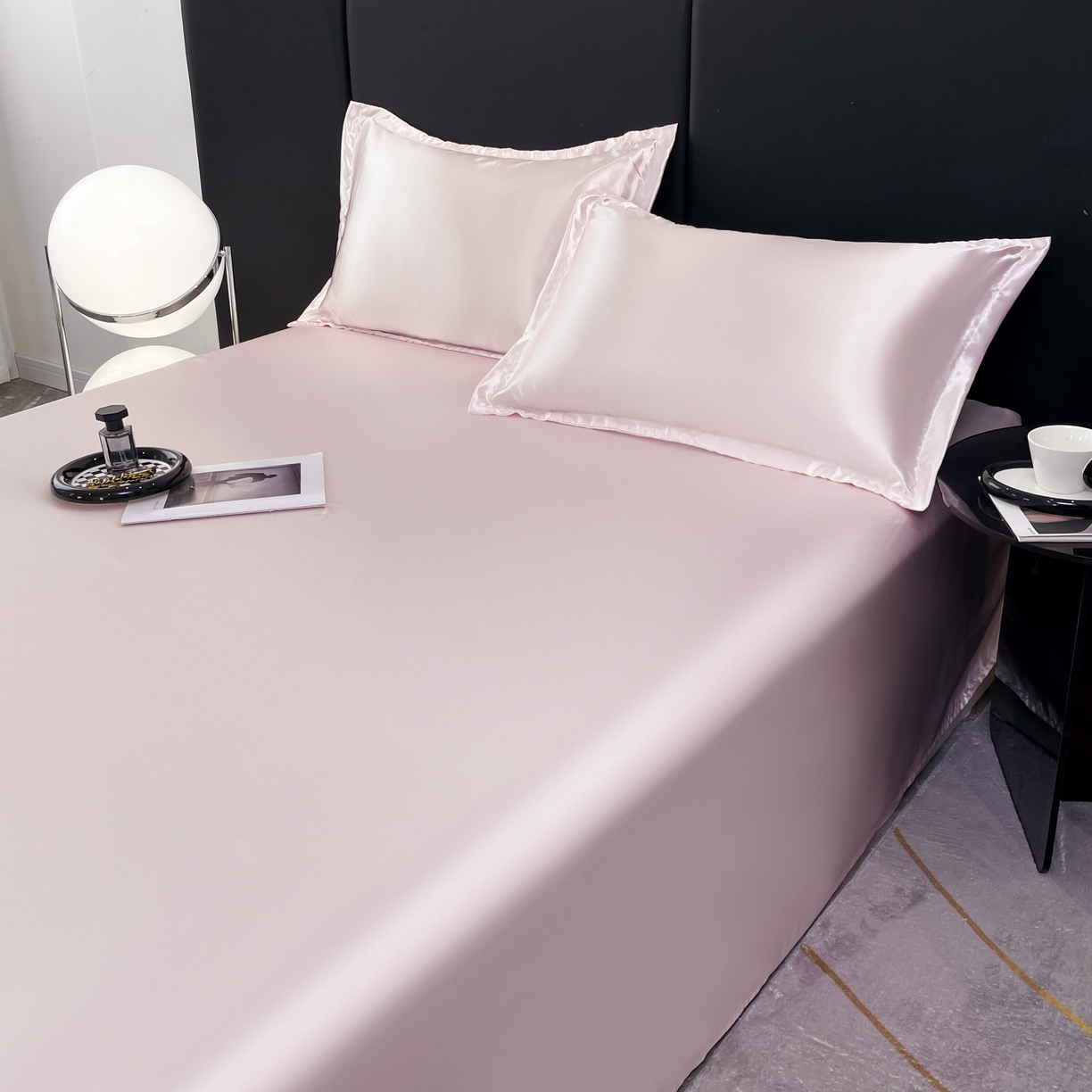 91家纺网 家纺一手货源 找家纺 梦舒羽 2025新款可水洗冰丝床垫保护罩防尘床单三件套 淡雅玉