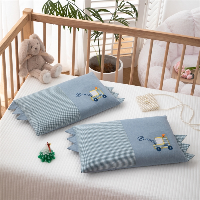 91家纺网 家纺一手货源 找家纺 织布人 2024新款荞麦枕全棉水洗棉婴幼儿童枕0-6-12岁卡通枕套+荞麦枕芯 30*50cm/只 童趣荞麦枕-火车头