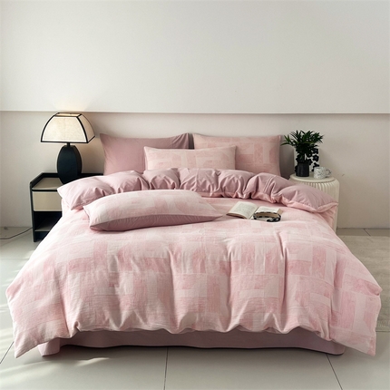 HL原创 2024新款原创双层纱提花四件套 几何-粉