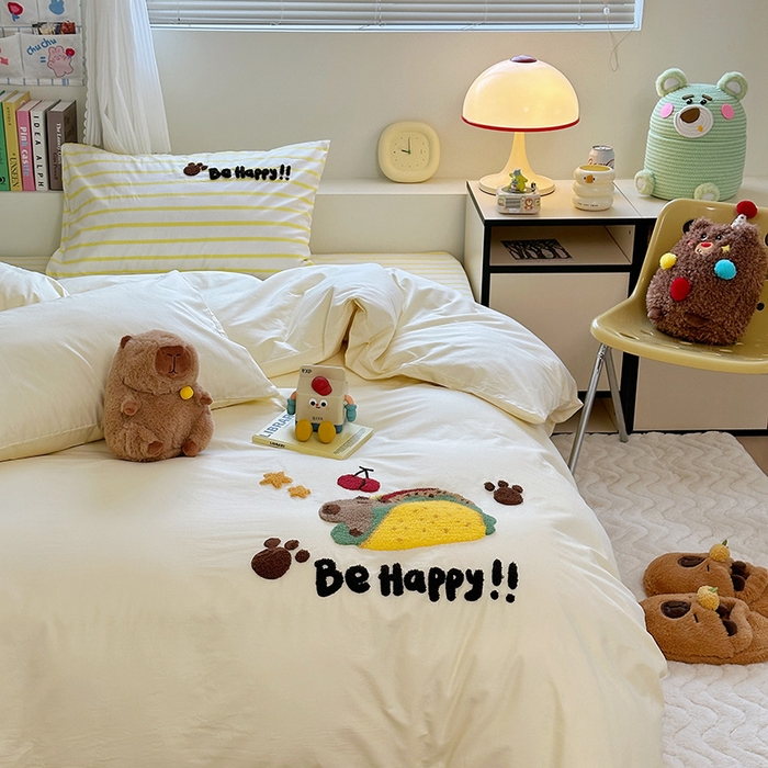 91家纺网 家纺一手货源 找家纺 澳萝拉 2024新款纯棉毛巾绣卡通四件套 坦克巴拉