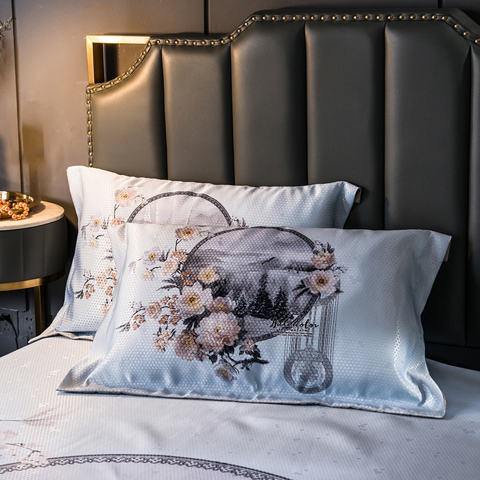 91家纺网 家纺一手货源 找家纺 大境 2024新款900d窝蜂冰丝凉席三件套 花开富贵