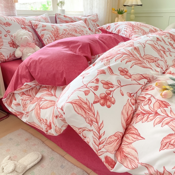 91家纺网 家纺一手货源 找家纺 芊寻家居 2024新款全棉13372花卉系列四件套 生机