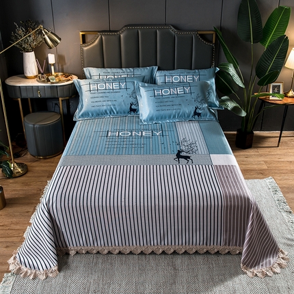 91家纺网 家纺一手货源 找家纺 其奥家纺 2025新款900d窝蜂冰丝凉席三件套 浪漫仲夏