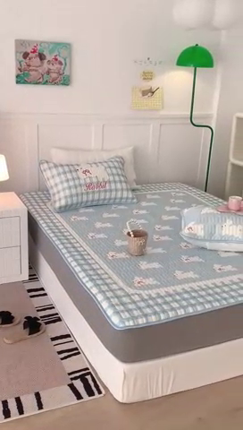 91家纺网 家纺一手货源 找家纺 昔可家纺 2024新款床笠款乳胶席 蝴蝶结小兔