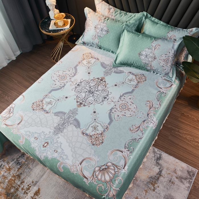 91家纺网 家纺一手货源 找家纺 大境 2024新款900d窝蜂冰丝凉席三件套 欧式风情