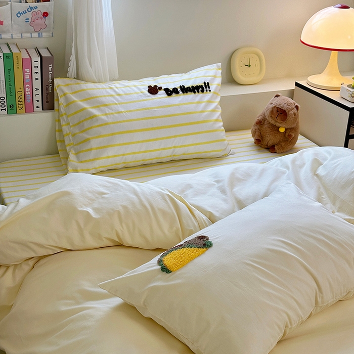 91家纺网 家纺一手货源 找家纺 澳萝拉 2024新款纯棉毛巾绣卡通四件套 坦克巴拉