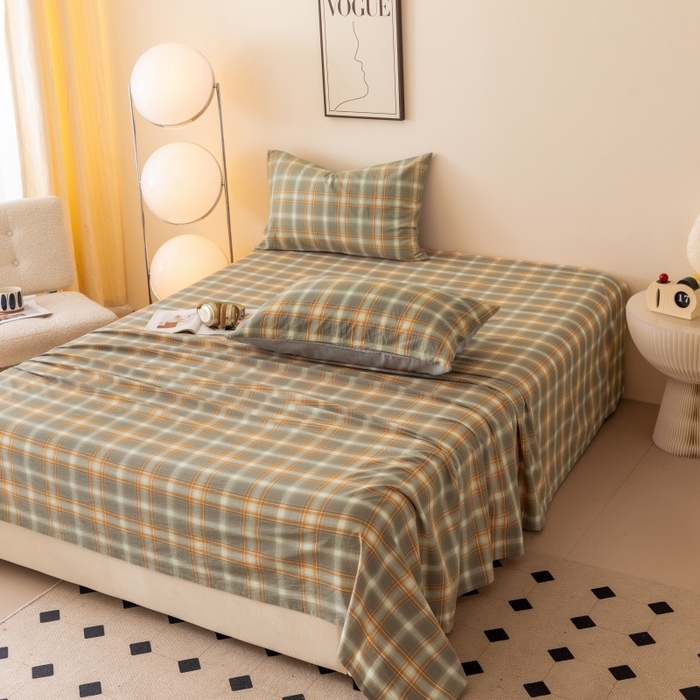 91家纺网 家纺一手货源 找家纺 寐眠 2024新款全棉水洗棉床单床笠单品-单床单 洛卡灰