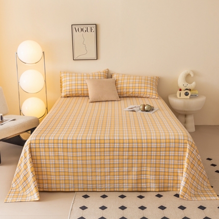 寐眠 2024新款全棉水洗棉床单床笠单品-单床单 蜂蜜黄