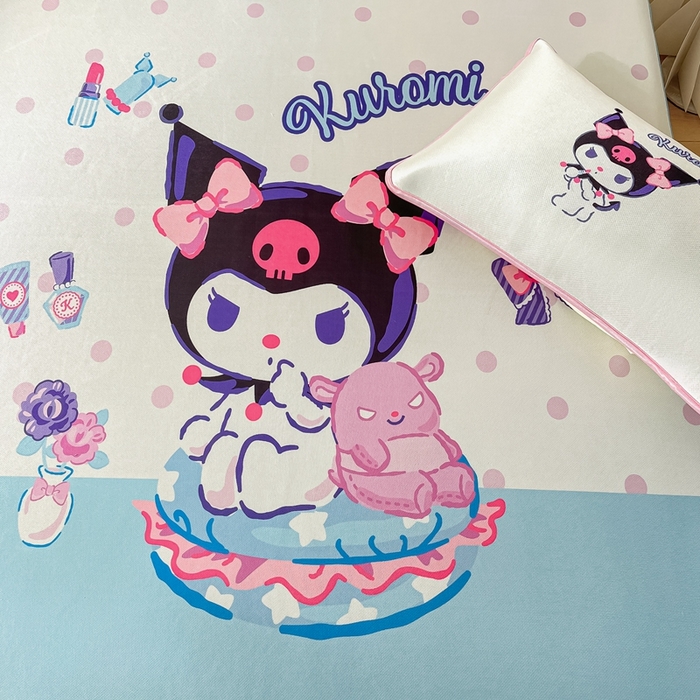 91家纺网 家纺一手货源 找家纺 博雅 2024新款三丽鸥凉感丝凉席夏被套件 大版-伙伴库洛米