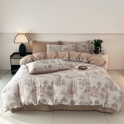 HL原创 2024新款原创双层纱提花四件套 拾光-咖