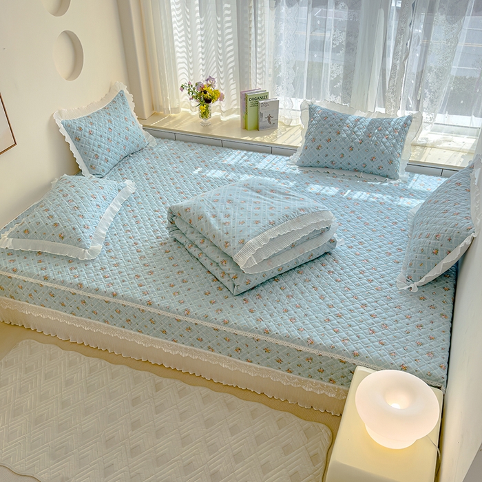 91家纺网 家纺一手货源 找家纺 冬然 2023新款全棉防滑榻榻米垫子炕垫纯棉床盖夹棉床单纯棉床单 花开半夏