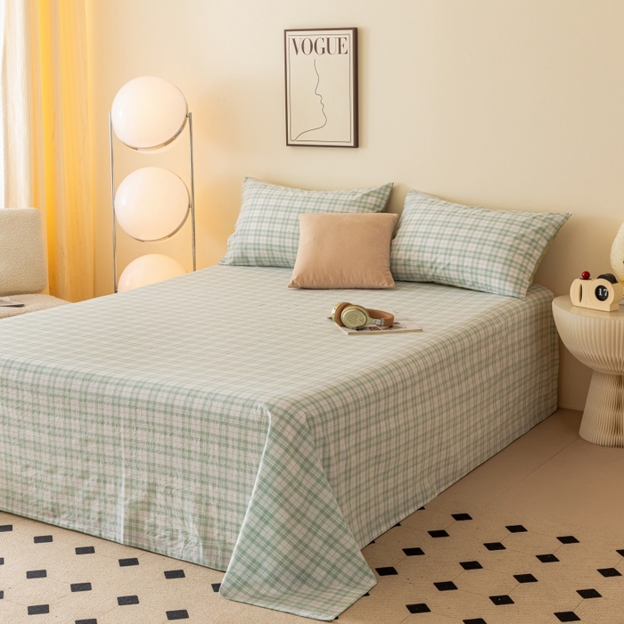 91家纺网 家纺一手货源 找家纺 寐眠 2024新款全棉水洗棉床单床笠单品-单床单 糖果绿