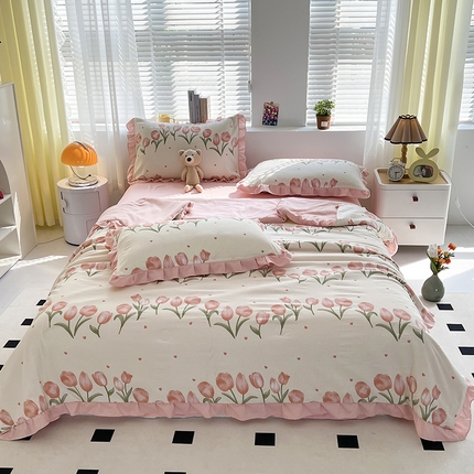 91家纺网 家纺一手货源 找家纺 （总）梦莱斯 2024新款时尚舒适泡泡棉夏被四件套