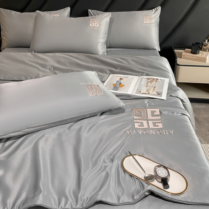 91家纺网 家纺一手货源 找家纺 露梦家纺 2025新款水洗真丝刺绣夏被-梵希 梵希-高级灰