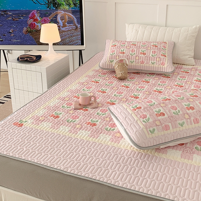 91家纺网 家纺一手货源 找家纺 昔可家纺 2024新款床笠款乳胶席 樱桃郁金香