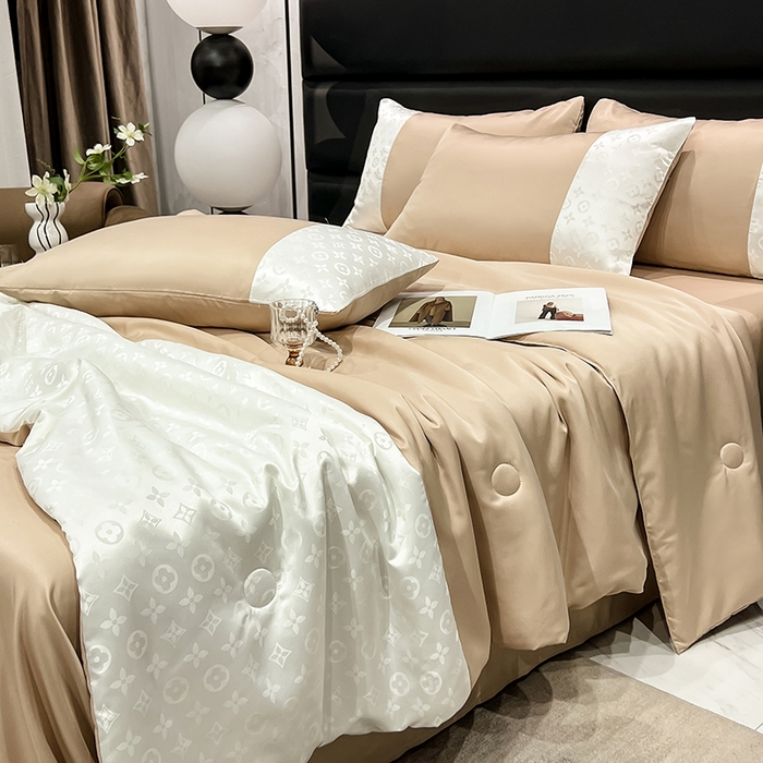 91家纺网 家纺一手货源 找家纺 梦之岛 2024新款水洗真丝提花空调被夏被四件套-路易公主 路易公主-香槟