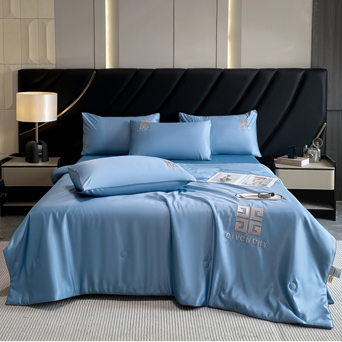 91家纺网 家纺一手货源 找家纺 露梦家纺 2025新款水洗真丝刺绣夏被-梵希 梵希-冰川蓝