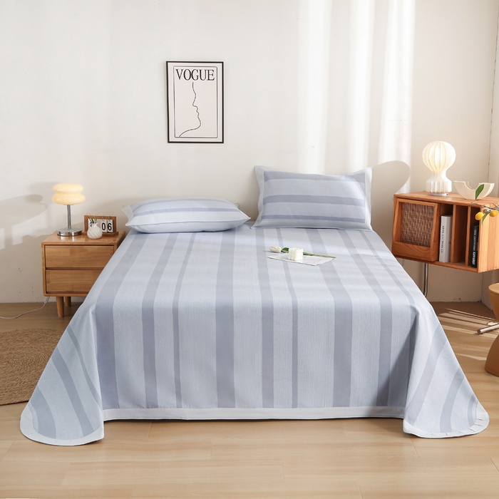 91家纺网 家纺一手货源 找家纺 金泰莱 2025新款加厚老粗布凉席三件套全棉老粗布床单纯棉床单软凉席 乐平