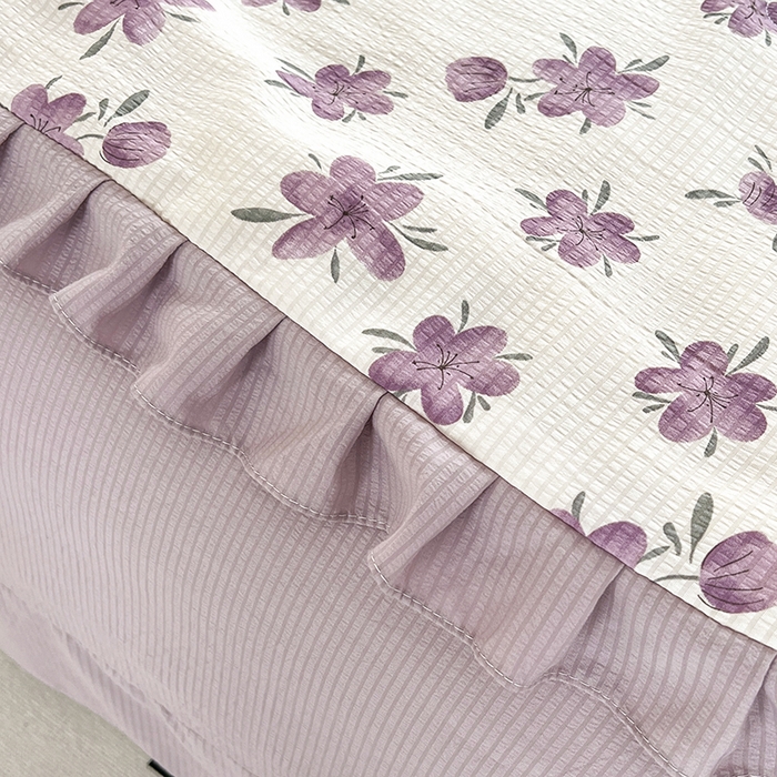 91家纺网 家纺一手货源 找家纺 梦莱斯 2024新款时尚舒适泡泡棉夏被四件套 小苍兰