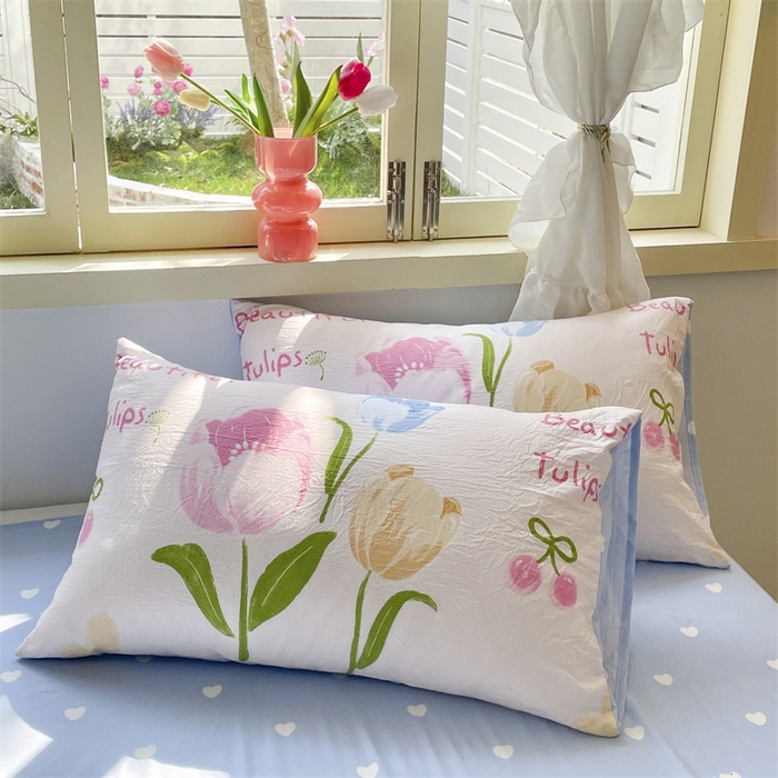 91家纺网 家纺一手货源 找家纺 盛秋家纺 2026新款水洗棉印花四件套-卡通系列 艾琳+蓝爱心