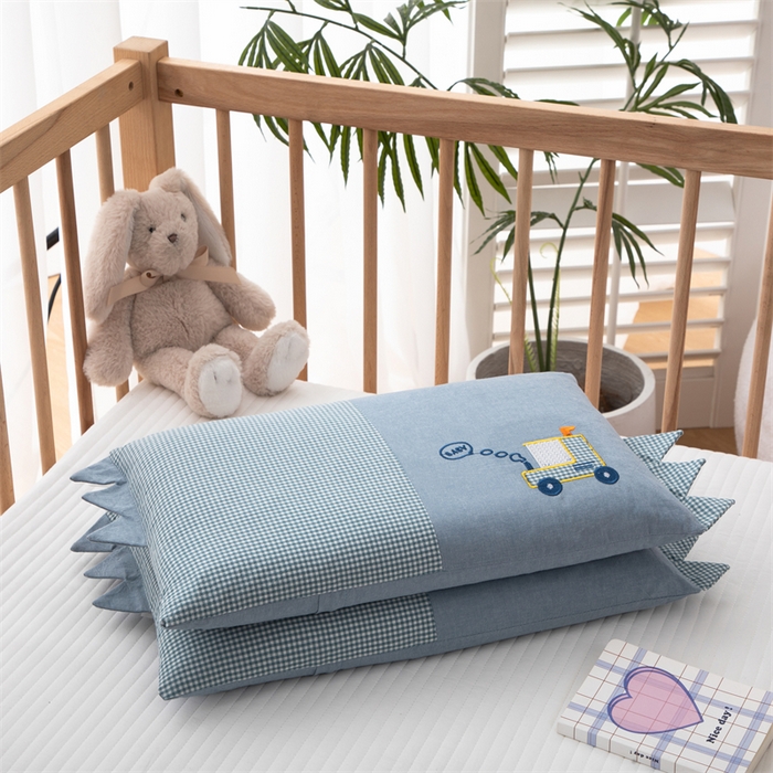 91家纺网 家纺一手货源 找家纺 织布人 2024新款荞麦枕全棉水洗棉婴幼儿童枕0-6-12岁卡通枕套+荞麦枕芯 30*50cm/只 童趣荞麦枕-火车头