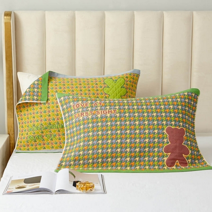 91家纺网 家纺一手货源 找家纺 （总）朴尔-2024全棉四层纱布色织提花宽边时尚枕巾系列52*78一对