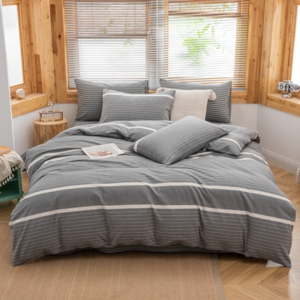 91家纺网 家纺一手货源 找家纺 （总）柠萌家居 2024新款A类全棉色织水洗棉无印风四件套