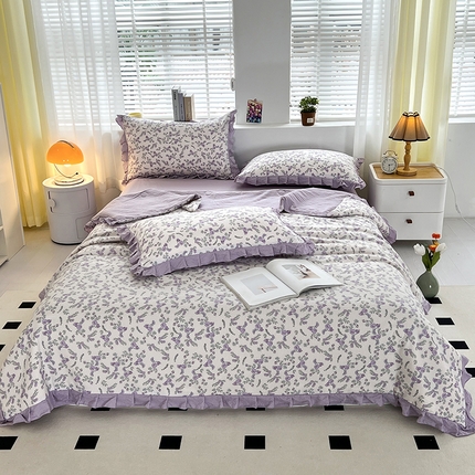 91家纺网 家纺一手货源 找家纺 （总）梦莱斯 2024新款时尚舒适泡泡棉夏被四件套