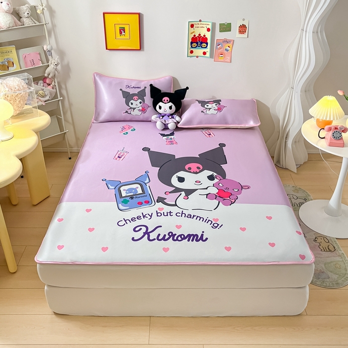 91家纺网 家纺一手货源 找家纺 博雅 2024新款三丽鸥凉感丝凉席夏被套件 大版-游戏库洛米