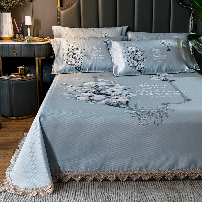 91家纺网 家纺一手货源 找家纺 大境 2024新款900d窝蜂冰丝凉席三件套 幽幽花语