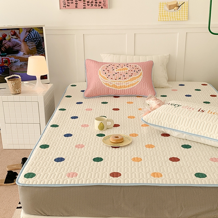 91家纺网 家纺一手货源 找家纺 昔可家纺 2024新款床笠款乳胶席 彩色波点