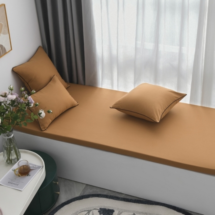 多米家居 2024新款素色提花全棉砂洗飘窗垫可定制任何尺寸-彩棉  彩棉-桔