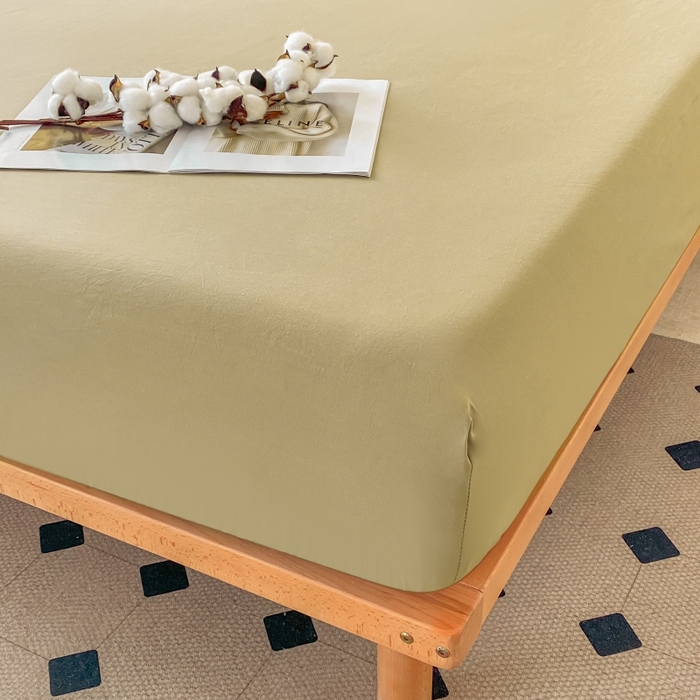 91家纺网 家纺一手货源 找家纺 寐眠 2024新款全棉水洗棉床单床笠单品-单床笠 橄榄绿