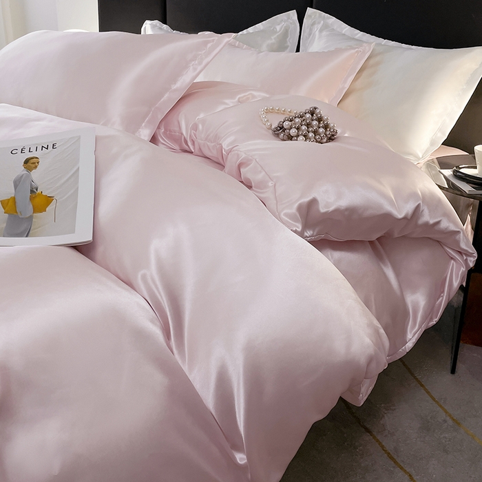 91家纺网 家纺一手货源 找家纺 梦舒羽 2025新款可水洗冰丝被套床单枕套夏季四件套 淡雅玉