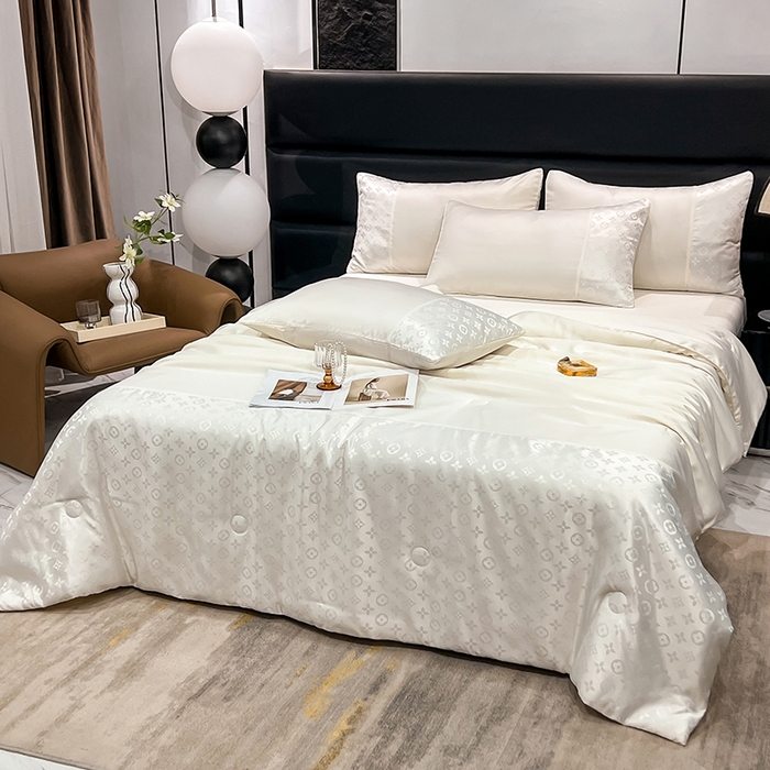 91家纺网 家纺一手货源 找家纺 梦之岛 2024新款水洗真丝提花空调被夏被四件套-路易公主 路易公主-奶白