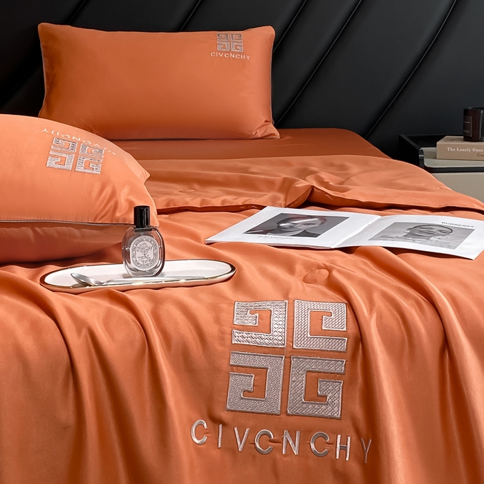 91家纺网 家纺一手货源 找家纺 露梦家纺 2025新款水洗真丝刺绣夏被-梵希 梵希-爱马橙