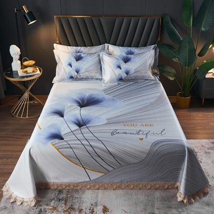 91家纺网 家纺一手货源 找家纺 其奥家纺 2025新款900d窝蜂冰丝凉席三件套 恋夏时光