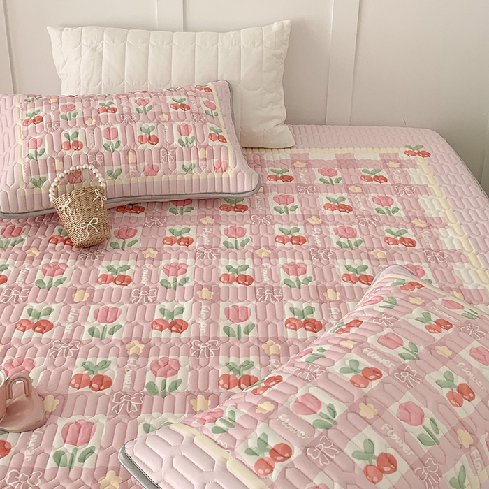 91家纺网 家纺一手货源 找家纺 昔可家纺 2024新款床笠款乳胶席 樱桃郁金香