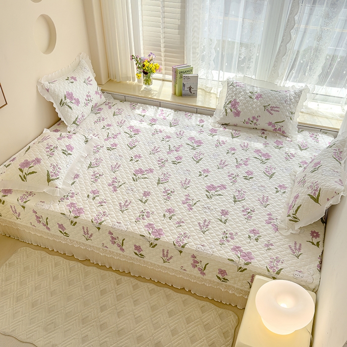 91家纺网 家纺一手货源 找家纺 冬然 2024新款全棉防滑榻榻米垫子炕垫纯棉床盖夹棉床单纯棉床单-招财猫