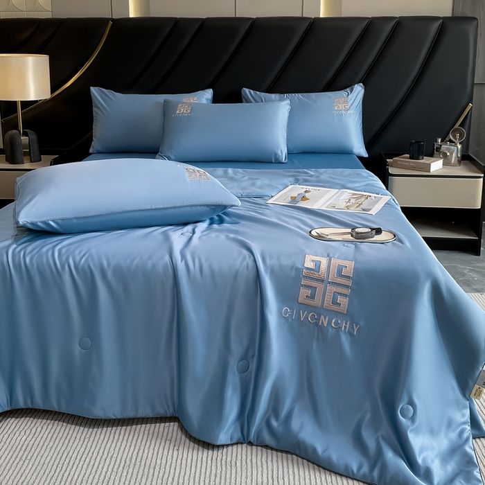 91家纺网 家纺一手货源 找家纺 露梦家纺 2025新款水洗真丝刺绣夏被-梵希 梵希-冰川蓝