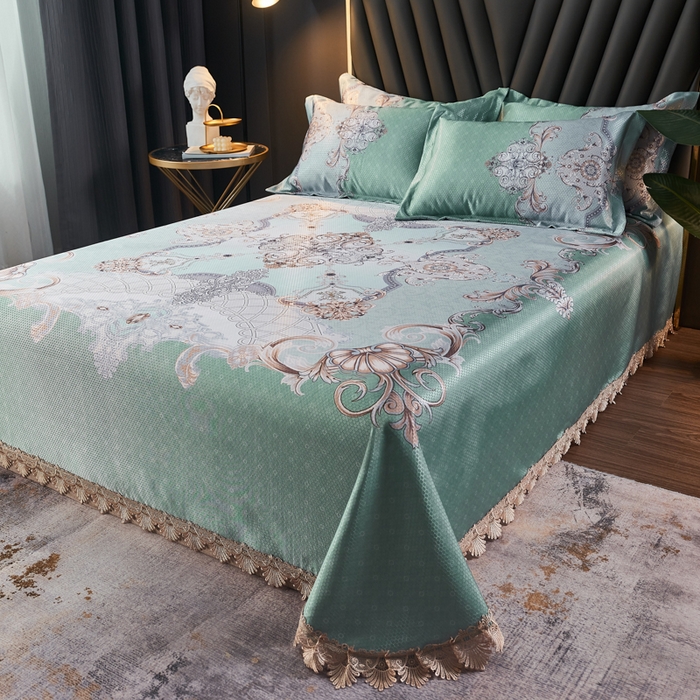 91家纺网 家纺一手货源 找家纺 大境 2024新款900d窝蜂冰丝凉席三件套 欧式风情