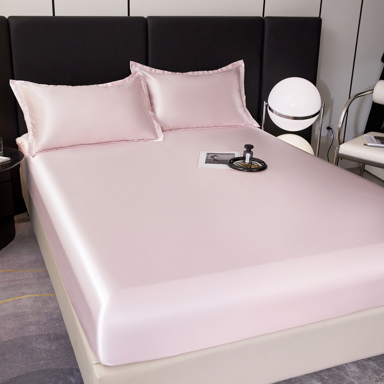 91家纺网 家纺一手货源 找家纺 梦舒羽 2025新款可水洗冰丝床垫保护套床笠三件套 淡雅玉