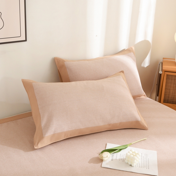 91家纺网 家纺一手货源 找家纺 金泰莱 2025新款加厚老粗布凉席三件套全棉老粗布床单纯棉床单软凉席 花溪