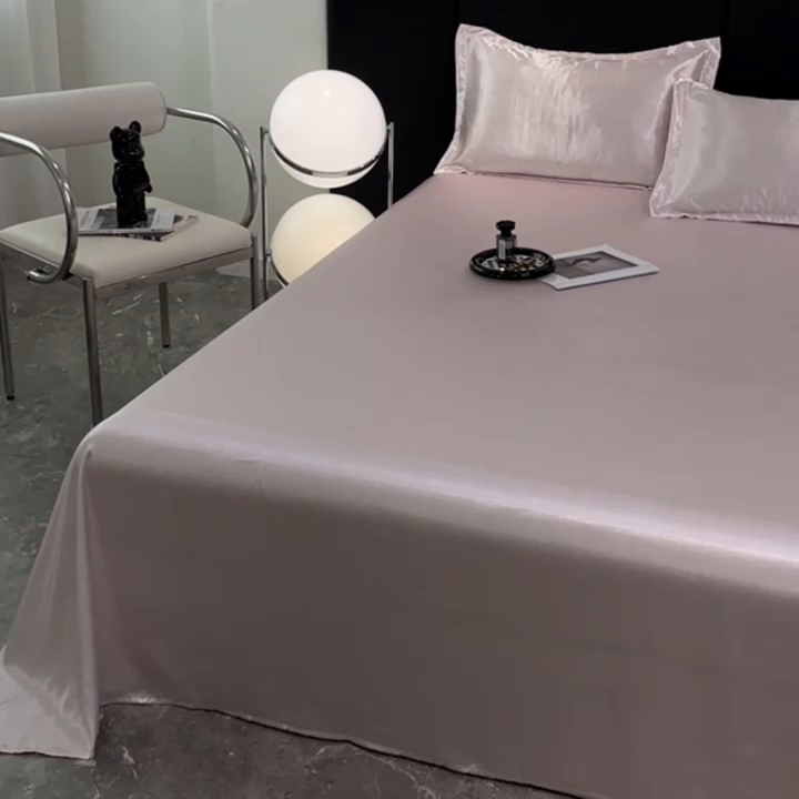 91家纺网 家纺一手货源 找家纺 梦舒羽 2025新款可水洗冰丝床垫保护罩防尘床单三件套 淡雅玉