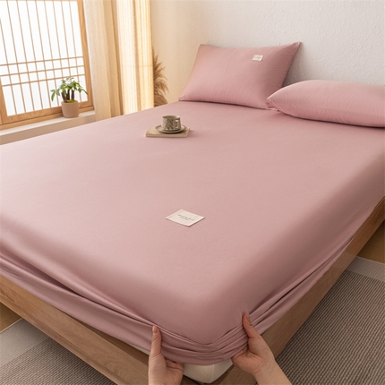 美澳2024喷气13372纯色全棉单床笠床罩单品及两三件套 紫豆沙