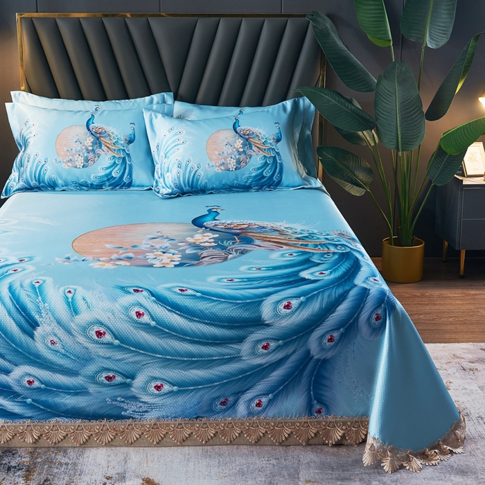 91家纺网 家纺一手货源 找家纺 大境 2024新款900d窝蜂冰丝凉席三件套 倾城之恋