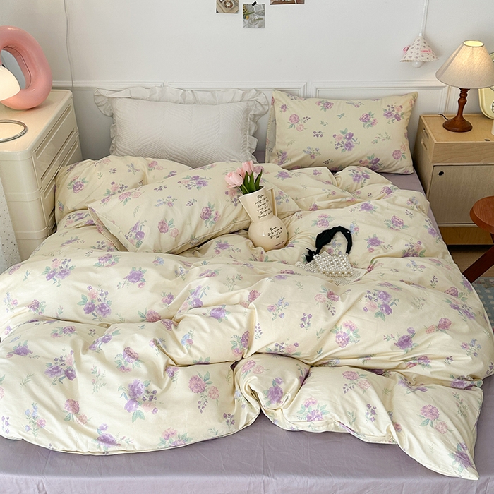 91家纺网 家纺一手货源 找家纺 （总）昔可家纺 2024新款全棉春日复古印花四件套